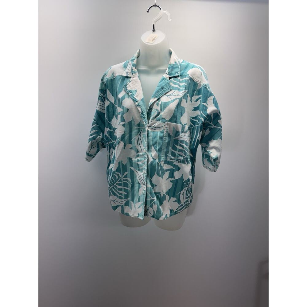 Vintage Aileen Hawaiian Straight Hem Button Up Women’s Size Large Made In USA